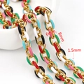 Chaîne à billes en émail coloré en acier doré avec des maillons ovales de 8mm par 6mm - 【1 Mètre / Paquet】 / Chaîne en Émail Épaisse