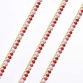 Chaîne en acier doré avec breloques de cœur en émail rose et rouge foncé alternées - 【1 Mètre / Paquet】 / Chaîne Émail Rouge