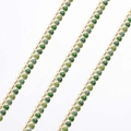 Chaîne en acier doré avec perles et pendentifs gouttes en émail vert pour bijoux DIY - 【1 Mètre / Paquet】 / Chaîne Émail Verte