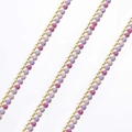 Chaîne à billes dorée en acier inoxydable avec cœurs en émail violet et rose - 【1 Mètre / Paquet】 / Chaîne Émail Violette