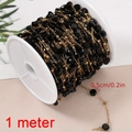 1 meter black faceted bead and gold stainless steel chain on spool for DIY jewelry - 1m/Bag / Black Bead