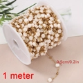 1m gold stainless steel chain with 0.5cm cream faceted beads for DIY jewelry making - 1m/Bag / Cream White