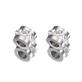 Zylindrische Edelstahl-Abstandshalter mit Strassbesatz für DIY-Schmuckherstellung - 5*4mm / Weiß