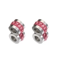 Zilveren roestvrijstalen cilinderkralen met roze strassteentjes voor DIY-sieraden - Roze