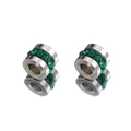 Cilindrische roestvrijstalen kralen met smaragdgroene kristallen voor DIY-sieraden - Groen