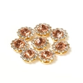 Eight champagne sunflower rhinestone buttons with gold base for DIY hair accessories - 9.4mm / Champagne