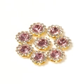 Pink sunflower crystal button with golden base for DIY hair accessories and sewing - 9.4mm / Light Pink