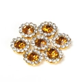 Amber yellow sunflower rhinestone buttons with gold plating for DIY hair accessories - 9.4mm / Yellow