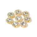 8-piece set of gold sunflower rhinestone buttons for DIY hair accessories and sewing - White