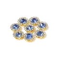 Eight-piece set of sunflower rhinestone buttons with blue gems and gold metal base - Blue