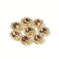 Champagne crystal sunflower rhinestone buttons for DIY hair accessories, set of 8 pieces - Gold