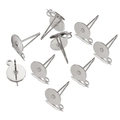 Versilberte flache Ohrstecker mit Schlaufe und 316 Edelstahl DIY Stift Set - Earrings Only / 5mm (100 Stück/Packung) / Stahlfarben