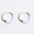 Minimalist 12mm white enamel and gold stainless steel hoop earrings in a modern pair - 18mm (6 Pieces/Pack) / White
