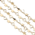 Catena dorata con ciondoli a cuore traforato e stella per creazione di gioielli fai-da-te - 1 Metro/Confezione / Oro KC - Stella Cuore