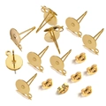 Vergoldete Ohrstecker mit runder Platte, Ösen und Schmetterlingsverschluss für DIY - Ohrringpfosten + Rücken / 5mm (100 Stück/Packung) / Gold