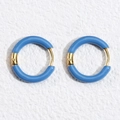 Sky blue enamel stainless steel 12mm hoop earrings with gold-plated hinge closure - 18mm (6 Pieces/Pack) / Blue