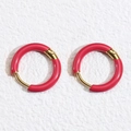 Classic 12mm stainless steel hoop earrings in vibrant red and gold enamel finish - 18mm (6 Pieces/Pack) / Rose Red