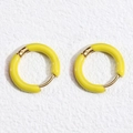 Bright yellow enamel stainless steel hoop earrings with gold-plated pin for women - 18mm (6 Pieces/Pack) / Yellow