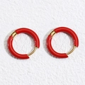 Minimalist red enamel 12mm stainless steel hoop earrings with gold finish finish - 18mm (6 Pieces/Pack) / Red