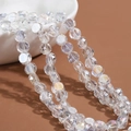 Faceted transparent crystal glass beads for DIY necklaces with iridescent finish - Transparent-Colorless