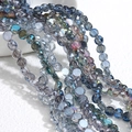 Faceted bohemian glass beads with metallic rainbow AB coating for DIY jewelry - Transparent-Grey Light Blue