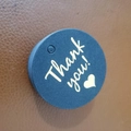 Round dark blue gift tag with gold foil heart and Thank You lettering for favors - Round Thank You Design (LH49) / 50 Pieces / Black
