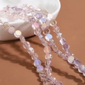 Faceted light purple crystal beads with iridescent coating for DIY jewelry making - Transparent-Pink