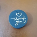 Dark blue circular gift tag with gold foil heart and handwritten thank you text - Round Heart thank you Design (LH50) / 50 Pieces / Black