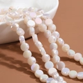Iridescent faceted rondelle glass beads for DIY bohemian jewelry making and necklaces - Solid-Pink White