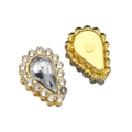 Waterdrop crystal sewing stones with gold sunflower border and clear teardrop rhinestones - Small (6x10mm) / Clear