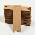 Set of brown kraft paper gift tags with swallowtail design and pre-punched hole - 7x2cm / Kraft Paper Plain