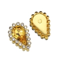 Yellow teardrop crystal flower sewing stone with white rhinestones and gold base - Small (6x10mm) / Yellow
