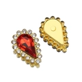 Red teardrop crystal sew-on rhinestone with gold alloy base for DIY craft accessories - Small (6x10mm) / Red