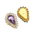 Waterdrop sunflower glass claw rhinestones with purple center and gold plated base - Small (6x10mm) / Purple
