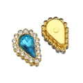 Teardrop sunflower glass stone with gold metal edge for DIY jewelry accessories - Sky Blue