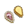 Pink teardrop crystal with gold base and white rhinestones for jewelry DIY - Pink