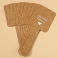 Detail of T-shaped kraft paper display cards with Handmade with love print and heart icon - Heart Letter Print / Brown