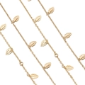 Catena dorata con ciondoli a foglia traforata per la creazione di gioielli fai-da-te - 1 Metro/Confezione / KC Oro Foglia
