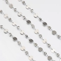 Dischi di metallo argentato lucido con maglie in cristallo di zirconia per gioielli fai da te - 1 Metro/Confezione / Bianco K - Disco Tondo