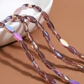 Faceted iridescent purple glass crystal oval loose beads for DIY jewelry making - 60 Pieces/Pack / Transparent - Dark Purple