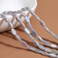 Iridescent grey-purple faceted spindle glass beads for DIY jewelry making - 60 Pieces/Pack / Solid AB Grey