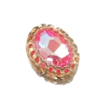 Pink gradient oval crystal in golden hollow bird nest setting for DIY jewelry making - Oval Design / 12*17mm / Pink