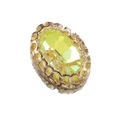 Oval yellow crystal rhinestone in vintage gold prong setting for DIY jewelry design - Oval Design / 12*17mm / Yellow