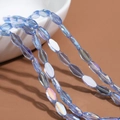 Blue faceted oval crystal beads with AB rainbow coating for DIY jewelry making - 60 Pieces/Pack / Transparent - Blue