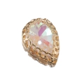 Teardrop crystal bead with iridescent AB finish and ornate gold metal claw setting - Water Drop Style / 12*17mm / Light Pink
