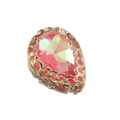 Water drop red crystal bead in golden floral cage setting for DIY jewelry making - Water Drop Style / 12*17mm / Pink