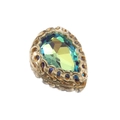 Pear shaped aurora glass crystal gem in vintage gold claw setting for DIY jewelry - Water Drop Style / 12*17mm / Light Blue