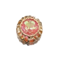 Pink AB crystal charm with golden hollow petal setting for DIY jewelry making - Round Style / 10mm / Pink