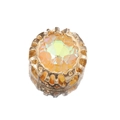 Golden crown setting with round yellow-green iridescent crystal bead for DIY jewelry - Round Style / 10mm / Orange