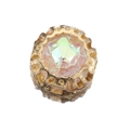Oval teardrop glass crystal bead in golden mocha copper base with AB rainbow shimmer - Round Style / 13mm / Light Pink